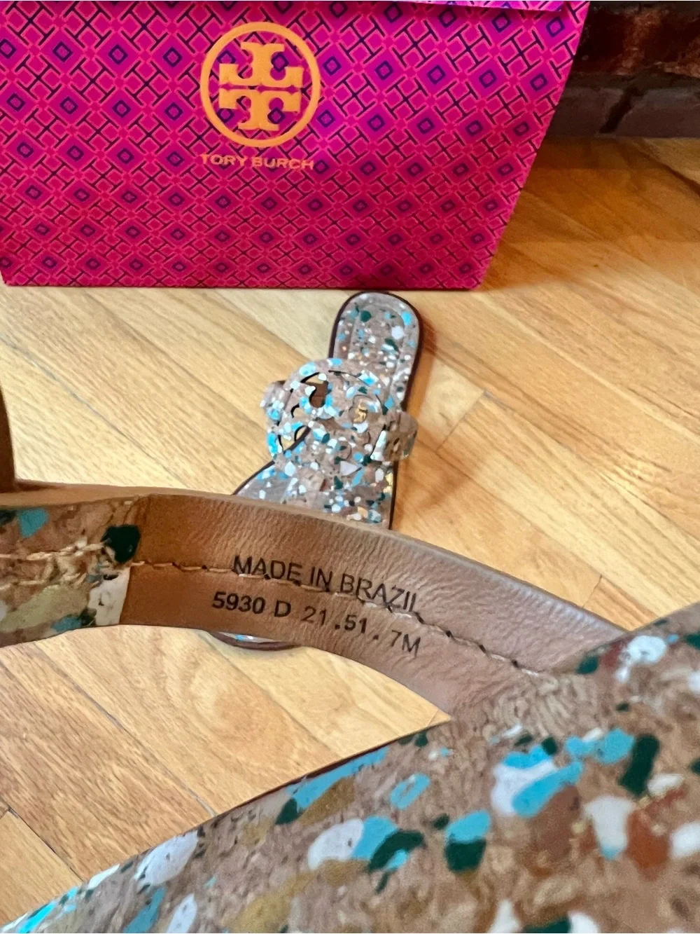 Tory Burch Blue Confetti Miller Welt Cork Sandals